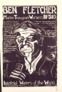 Ben Fletcher par Carlos Cortez, linogravure<br />politicalgraphics.org